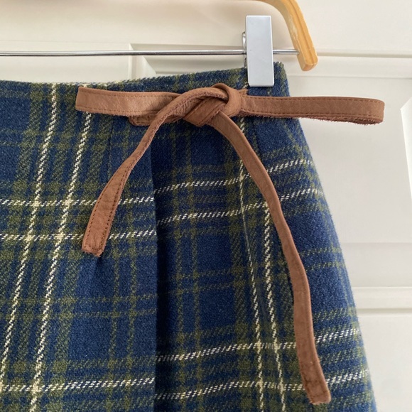 Vintage 90s GAP Mini Skirt Wrap Tie Front Wool Plaid Blue Green Fairy Whimsigoth - Picture 8 of 8